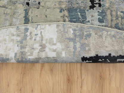 Modern / Contemporary hand-knotted wool/silk rug in Beige, 10' x 10' — SKU O058480 (view 5)