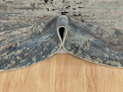 Modern / Contemporary hand-knotted wool/silk rug in Beige, 10' x 10' — SKU O058480 (view 6)