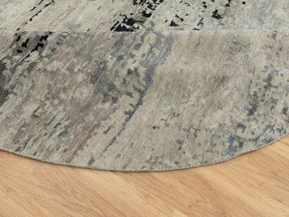 Modern / Contemporary hand-knotted wool/silk rug in Beige, 10' x 10' — SKU O058480 (view 7)