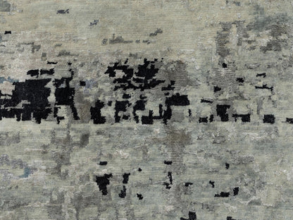 Modern / Contemporary hand-knotted wool/silk rug in Beige, 10' x 10' — SKU O058480 (view 9)