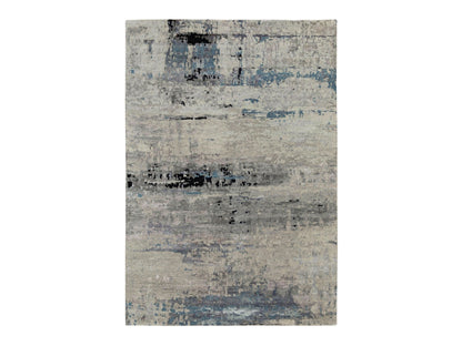 Beige 6'3" x 8'10" Modern and Contemporary Hand knotted Wool/Silk Rug - Sku: O058481