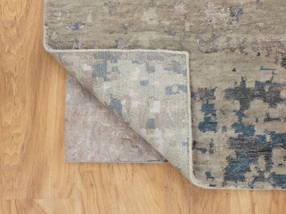 Beige 6'3" x 8'10" Modern and Contemporary Hand knotted Wool/Silk Rug - Sku: O058481