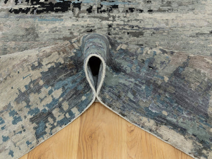 Beige 6'3" x 8'10" Modern and Contemporary Hand knotted Wool/Silk Rug - Sku: O058481