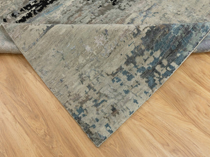 Beige 6'3" x 8'10" Modern and Contemporary Hand knotted Wool/Silk Rug - Sku: O058481