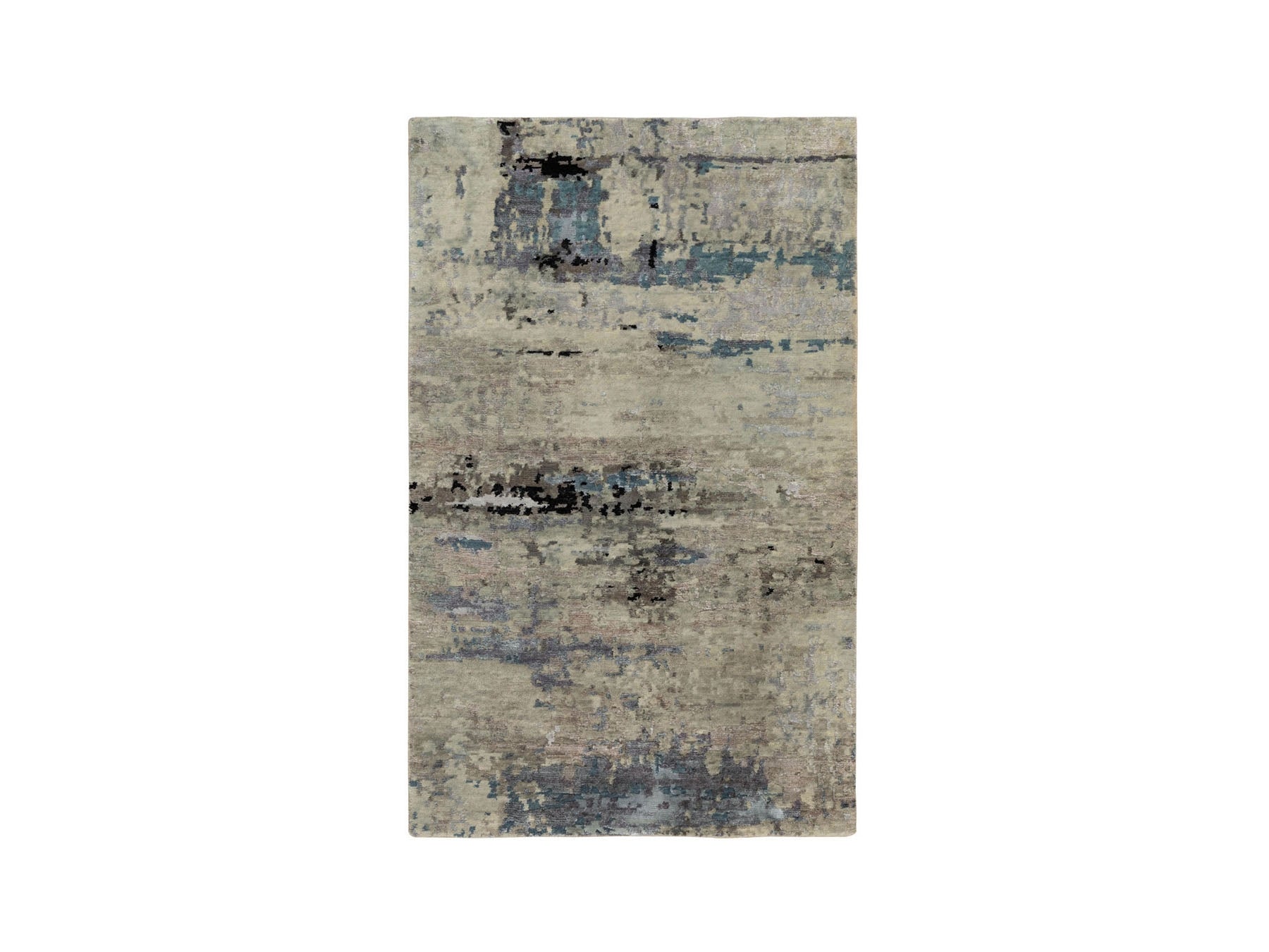 Modern / Contemporary hand-knotted wool/silk rug in Beige, 3' x 4'10" — SKU O058487