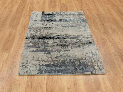 Modern / Contemporary hand-knotted wool/silk rug in Beige, 3' x 4'10" — SKU O058487 (view 2)