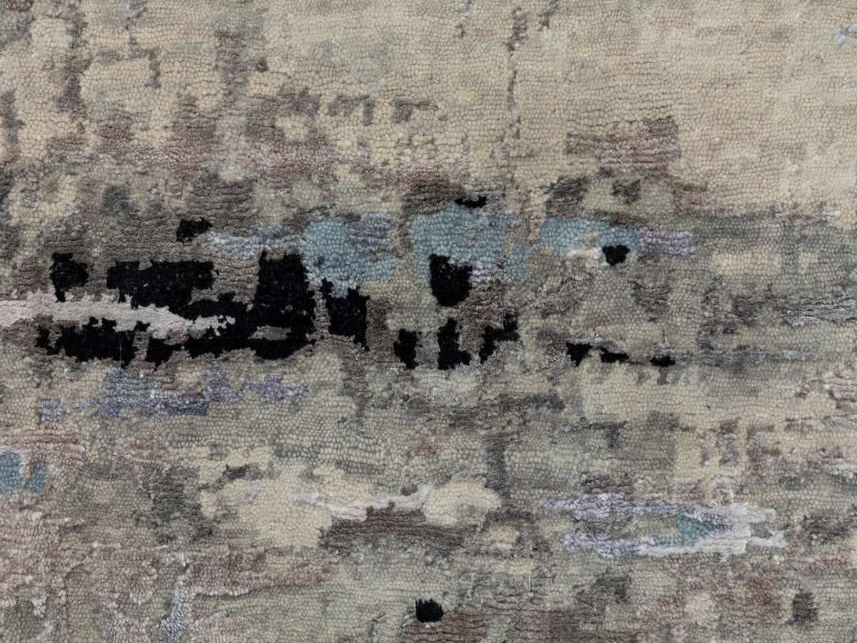 Modern / Contemporary hand-knotted wool/silk rug in Beige, 3' x 4'10" — SKU O058487 (view 5)