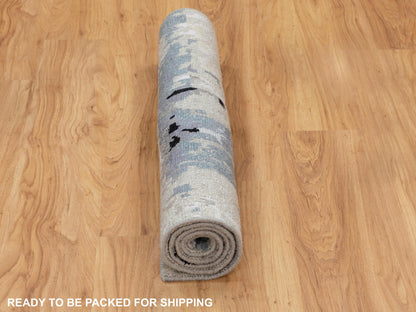 Beige 3'0" x 5'1" Modern and Contemporary Hand knotted Wool/Silk Rug - Sku: O058488