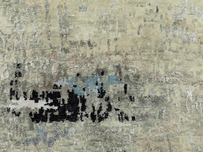 Modern / Contemporary hand-knotted wool/silk runner in Beige, 2'5" x 7'9" — SKU O058489 (view 5)