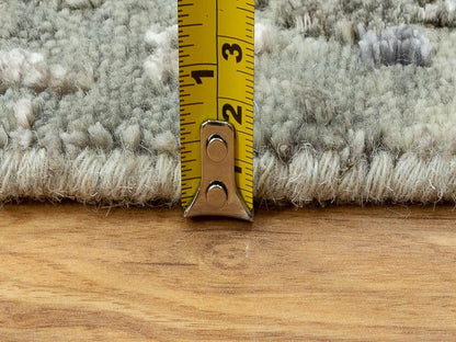 Modern / Contemporary hand-knotted wool/silk runner in Beige, 2'6" x 7'9" — SKU O058490 (view 7)