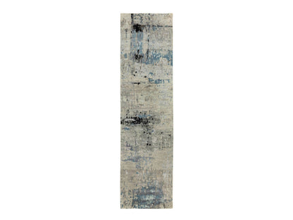 Beige 2'5" x 9'9" Modern and Contemporary Hand knotted Wool/Silk Rug - Sku: O058498
