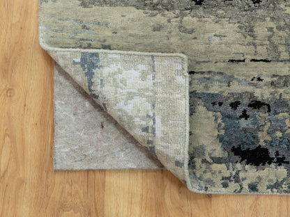 Modern / Contemporary hand-knotted wool/silk rug in Beige, 2' x 2'10" — SKU O058504 (view 3)