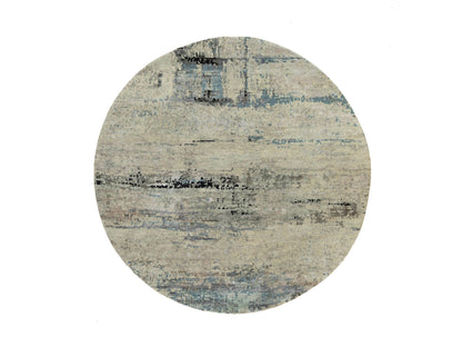 Beige 8'0" x 8'0" Modern and Contemporary Hand knotted Wool/Silk Rug - Sku: O058510