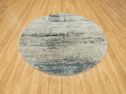 Beige 8'0" x 8'0" Modern and Contemporary Hand knotted Wool/Silk Rug - Sku: O058510