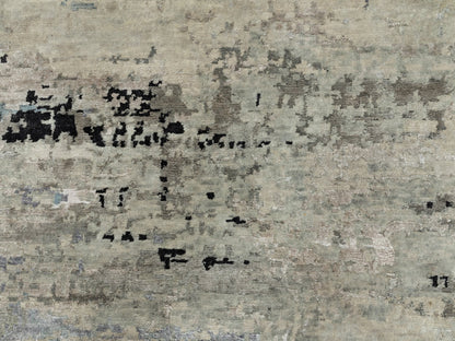Beige 8'0" x 8'0" Modern and Contemporary Hand knotted Wool/Silk Rug - Sku: O058510
