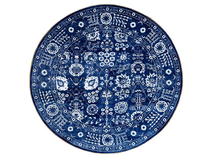 Tabriz Transitional hand-knotted wool/silk rug in Blue, 14' x 14' — SKU O058562