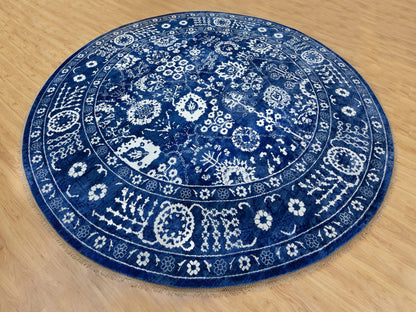 Tabriz Transitional hand-knotted wool/silk rug in Blue, 14' x 14' — SKU O058562 (view 4)