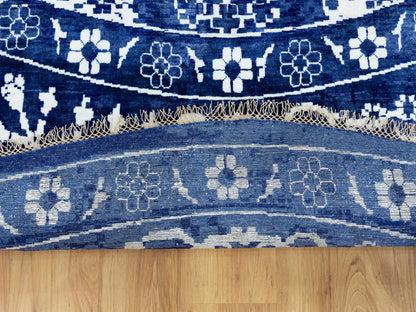 Tabriz Transitional hand-knotted wool/silk rug in Blue, 14' x 14' — SKU O058562 (view 5)