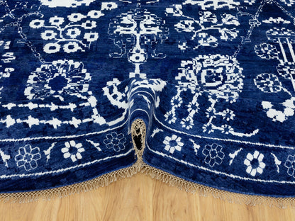 Tabriz Transitional hand-knotted wool/silk rug in Blue, 14' x 14' — SKU O058562 (view 6)