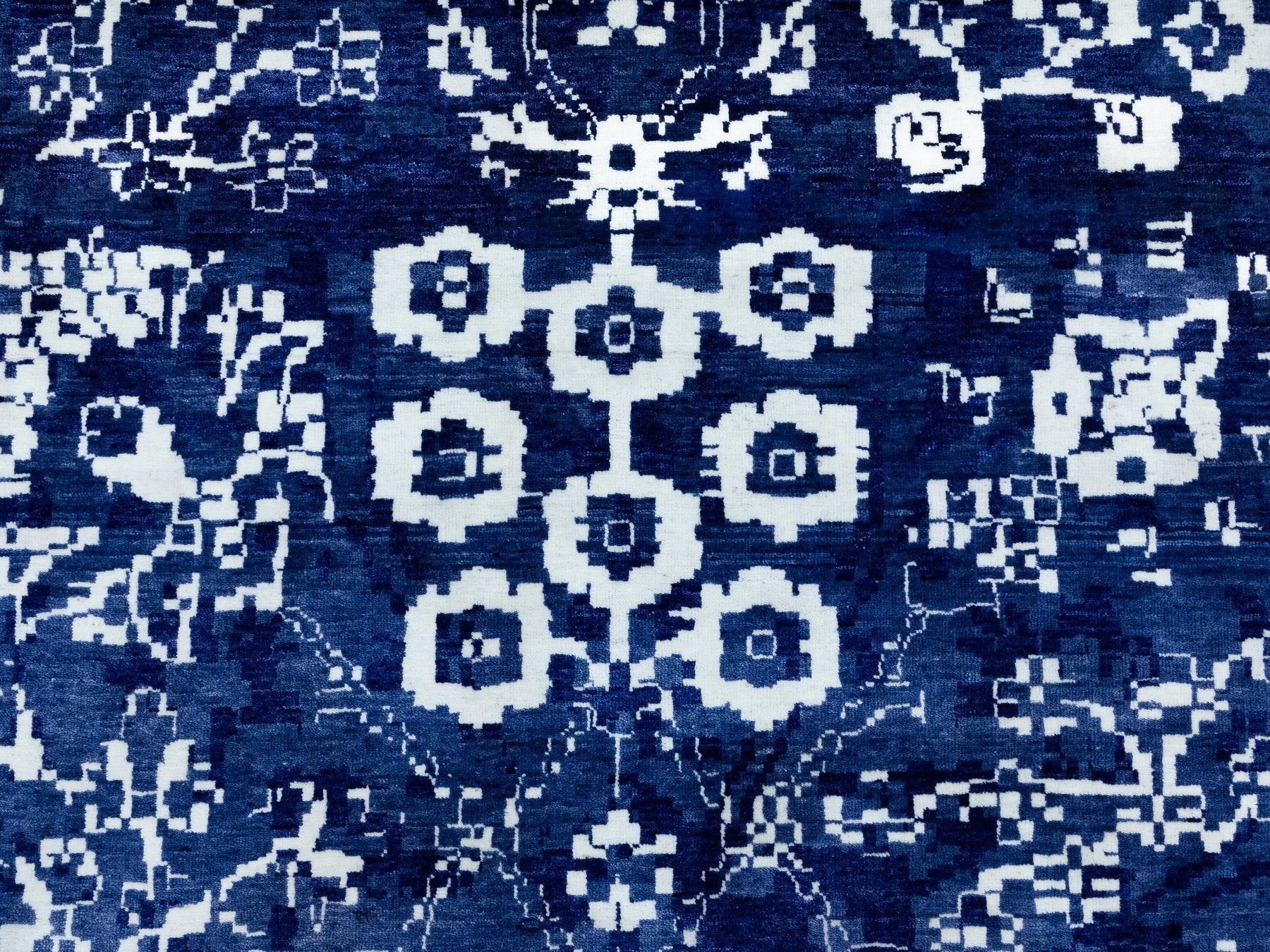 Tabriz Transitional hand-knotted wool/silk rug in Blue, 14' x 14' — SKU O058562 (view 9)