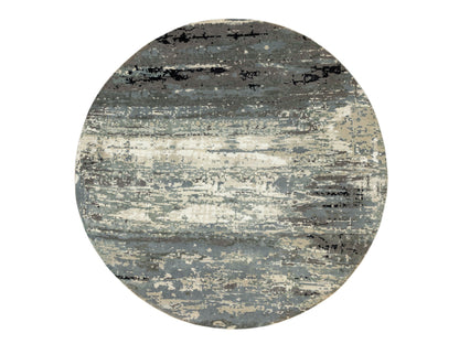 Grey 8'3" x 8'3" Modern / Contemporary Hand knotted Wool/Silk Rug - Sku: O058564
