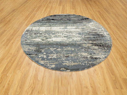 Grey 8'3" x 8'3" Modern / Contemporary Hand knotted Wool/Silk Rug - Sku: O058564