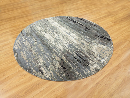 Grey 8'3" x 8'3" Modern / Contemporary Hand knotted Wool/Silk Rug - Sku: O058564