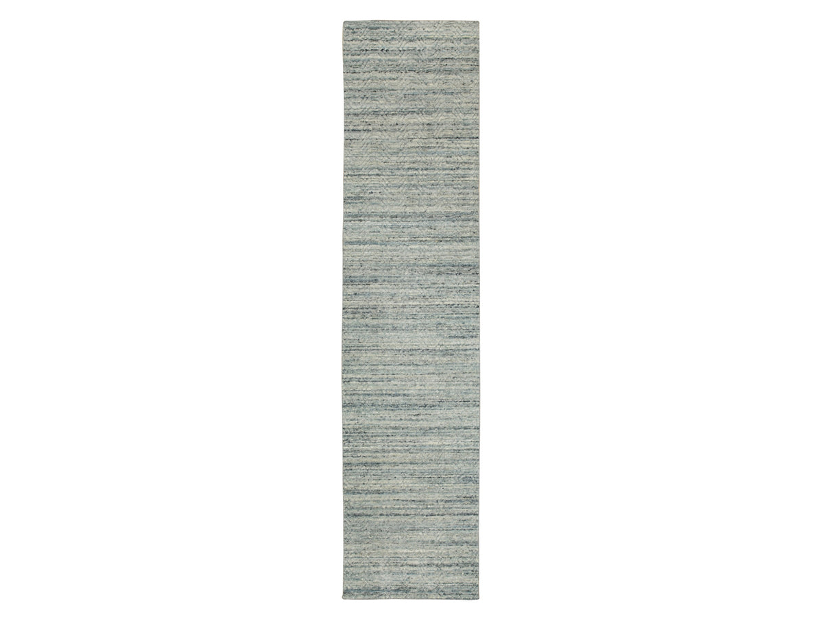 Modern / Contemporary hand-knotted wool runner in Green, 2'6" x 11'10" — SKU O058572