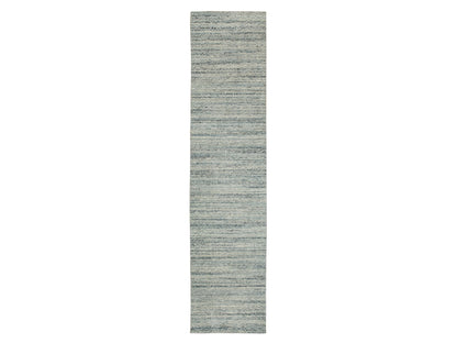Modern / Contemporary hand-knotted wool runner in Green, 2'6" x 11'10" — SKU O058572