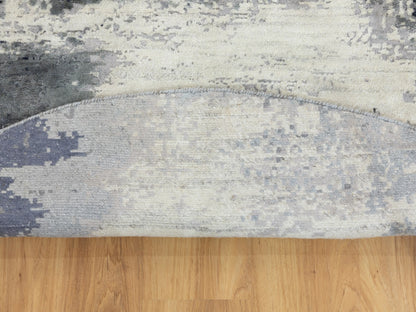 Grey 8'0" x 8'0" Modern / Contemporary Hand knotted Wool/Silk Rug - Sku: O058573