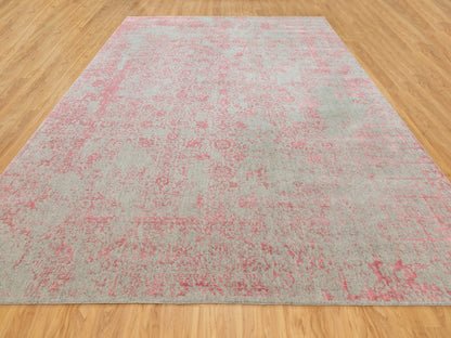 Pink 10'0" x 14'1" Hand Loomed Handloom Wool/Silk Rug - Sku: O058581