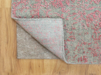 Pink 2'6" x 11'10" Hand Loomed Handloom Wool/Silk Rug - Sku: O058583