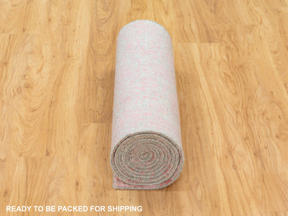 Pink 2'6" x 11'10" Hand Loomed Handloom Wool/Silk Rug - Sku: O058583