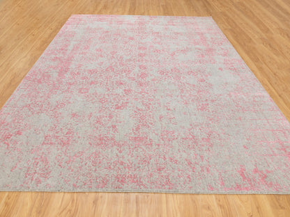 Pink 9'0" x 12'0" Hand Loomed Handloom Wool/Silk Rug - Sku: O058589