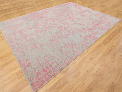 Pink 9'0" x 12'0" Hand Loomed Handloom Wool/Silk Rug - Sku: O058589