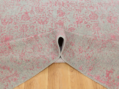 Pink 9'0" x 12'0" Hand Loomed Handloom Wool/Silk Rug - Sku: O058589