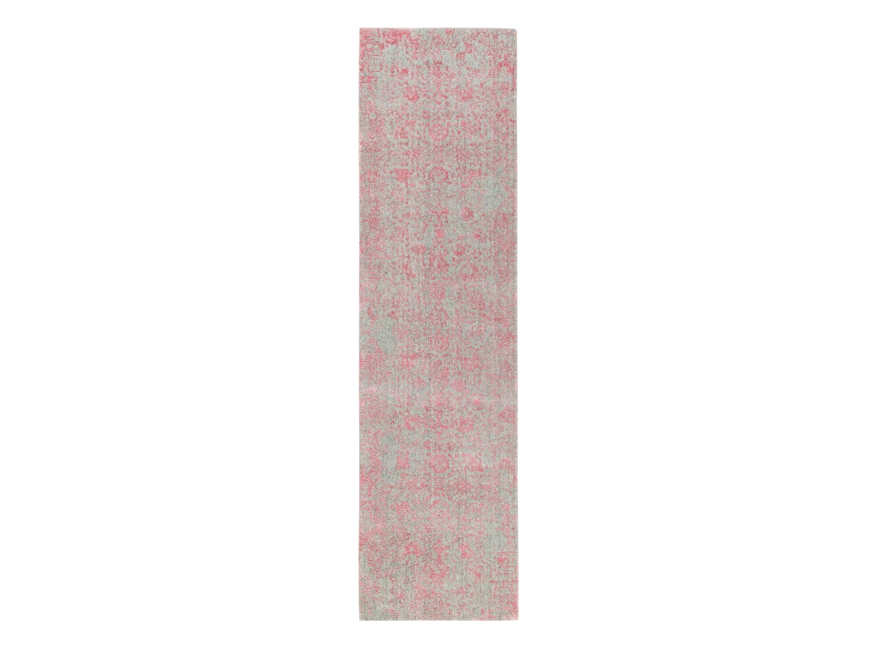 Pink 2'6" x 9'10" Hand Loomed Handloom Wool/Silk Rug - Sku: O058598