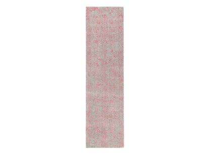 Pink 2'6" x 9'10" Hand Loomed Handloom Wool/Silk Rug - Sku: O058598