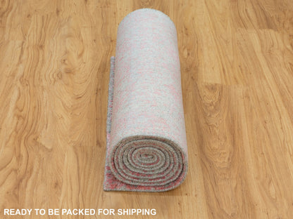 Pink 2'6" x 9'10" Hand Loomed Handloom Wool/Silk Rug - Sku: O058598