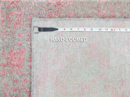 Pink 2'6" x 9'10" Hand Loomed Handloom Wool/Silk Rug - Sku: O058598
