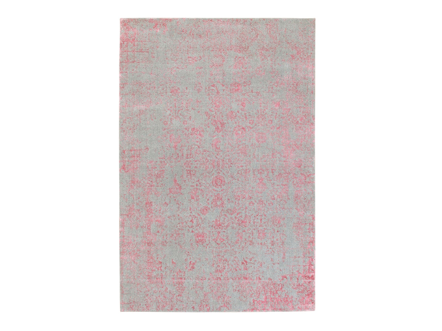 Hand-Loomed hand-knotted wool/art silk rug in Pink, 6' x 9' — SKU O058599