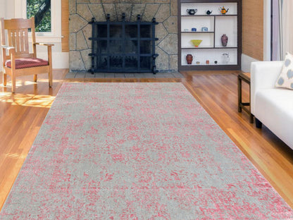 Pink 6'0" x 9'0" Hand Loomed Handloom Wool/Silk Rug - Sku: O058599
