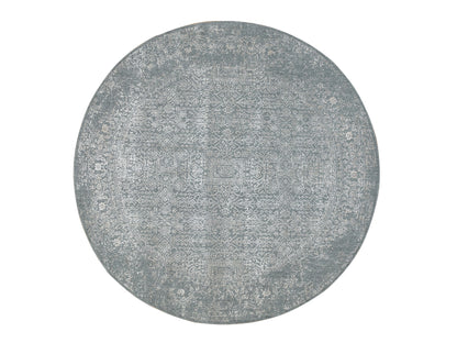 Grey 8'0" x 8'0" Modern / Contemporary Handloom Wool/Silk Rug - Sku: O058601