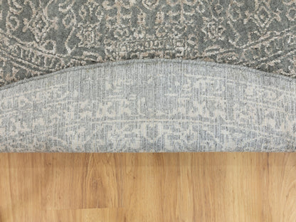 Grey 8'0" x 8'0" Modern / Contemporary Handloom Wool/Silk Rug - Sku: O058601
