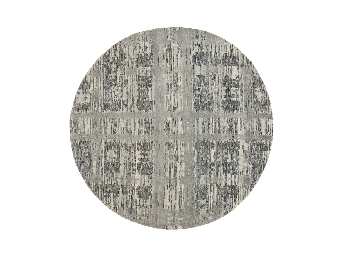 Modern / Contemporary hand-knotted wool rug in Gray, 5'2" x 5'2" — SKU O058613