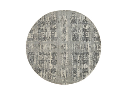 Grey 5'2" x 5'2" Modern / Contemporary Hand knotted Wool Rug - Sku: O058613