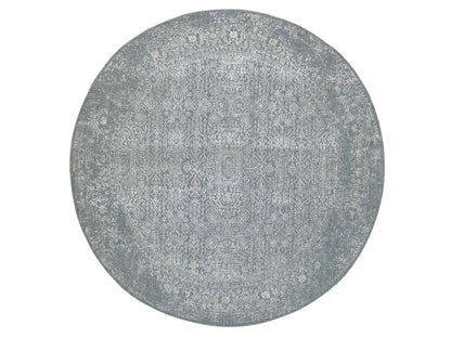 Grey 7'10" x 7'10" Modern / Contemporary Handloom Wool/Silk Rug - Sku: O058616