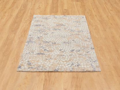 Ivory 3'0" x 5'0" Modern and Contemporary Hand knotted Wool/Silk Rug - Sku: O058634