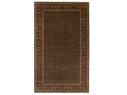 Herati Fine Oriental hand-knotted wool rug in Black & Rust Red, 9'5" x 16'1" — SKU O058648