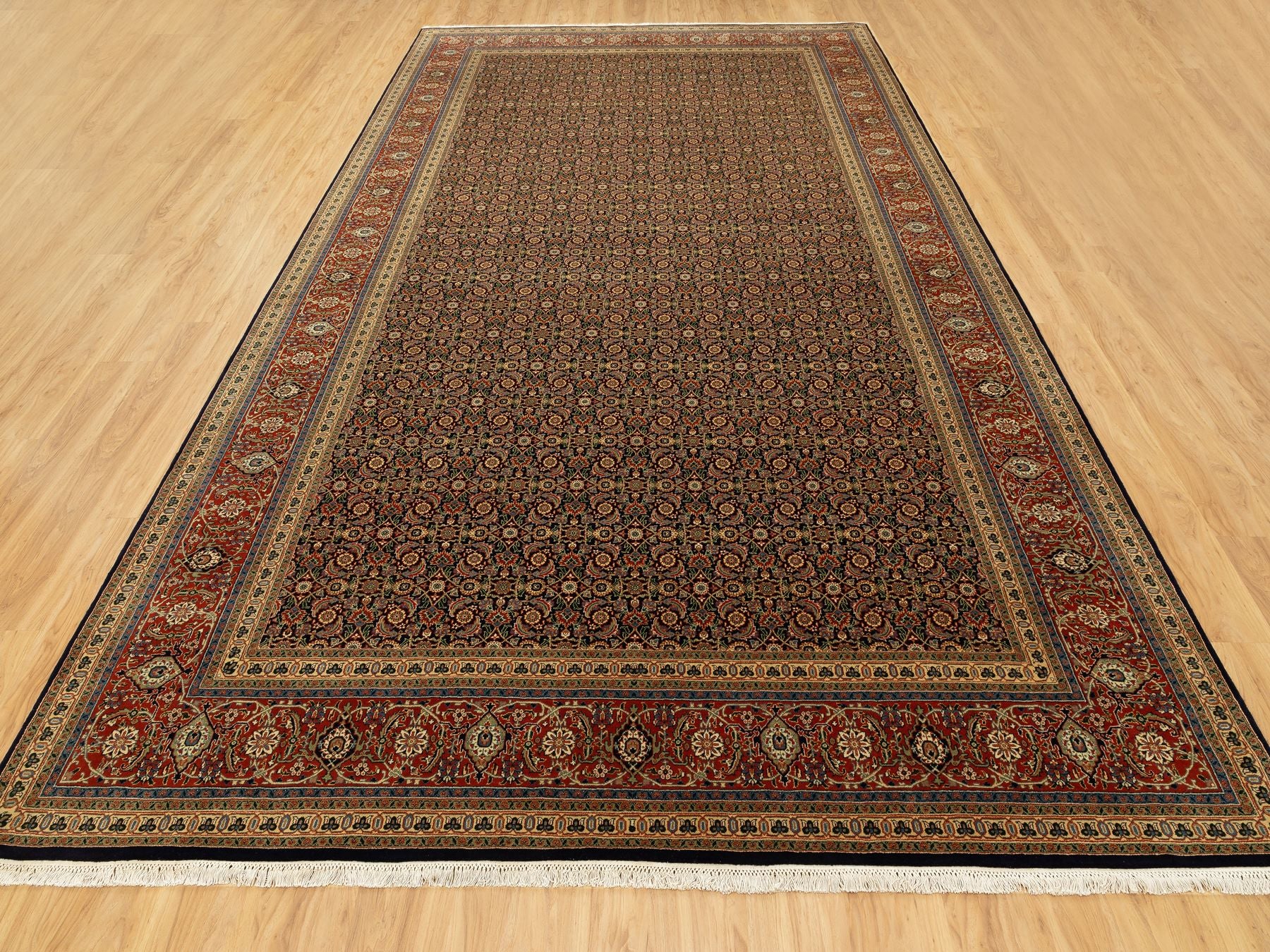 Herati Fine Oriental hand-knotted wool rug in Black & Rust Red, 9'5" x 16'1" — SKU O058648 (view 2)